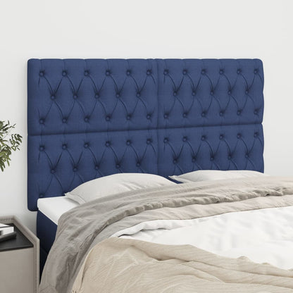 Čelo Postele 4 Ks Modré 90 X 7 X 78/88 Cm Textil Modrá