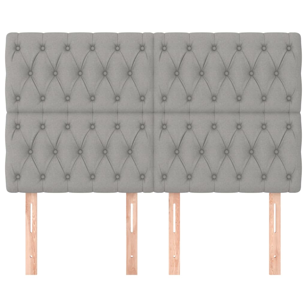 Čelo Postele 4 Ks Světle Šedé 80X7X78/88 Cm Textil Světle Šedá