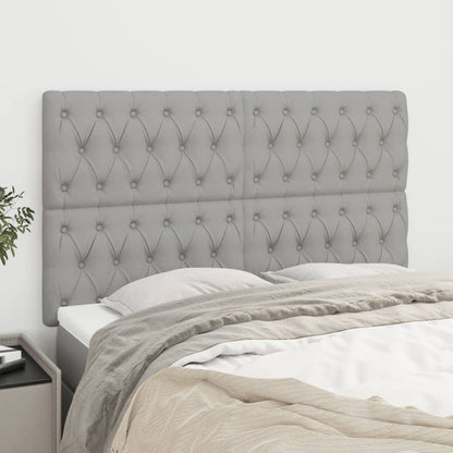 Čelo Postele 4 Ks Světle Šedé 80X7X78/88 Cm Textil Světle Šedá