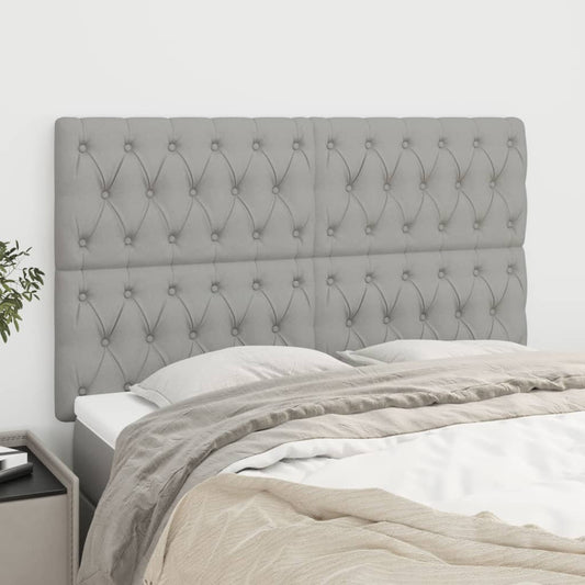 Čelo Postele 4 Ks Světle Šedé 80X7X78/88 Cm Textil Světle Šedá