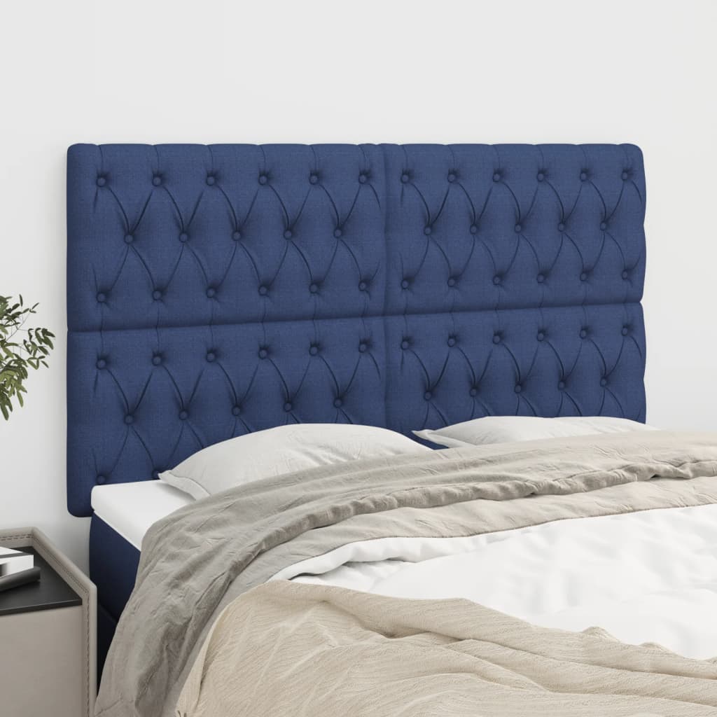 Čelo Postele 4 Ks Modré 90 X 7 X 78/88 Cm Textil Modrá