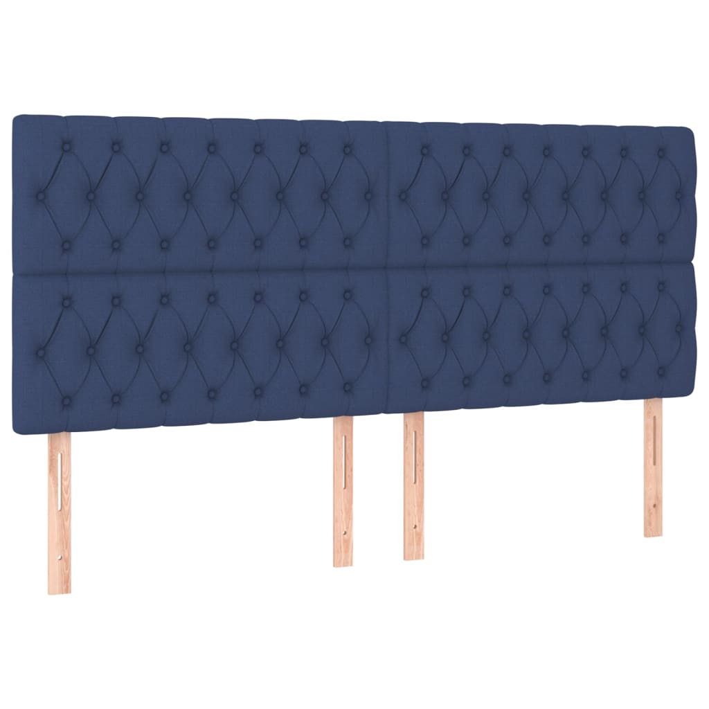 Čelo Postele 4 Ks Modré 90 X 7 X 78/88 Cm Textil Modrá