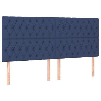 Čelo Postele 4 Ks Modré 90 X 7 X 78/88 Cm Textil Modrá