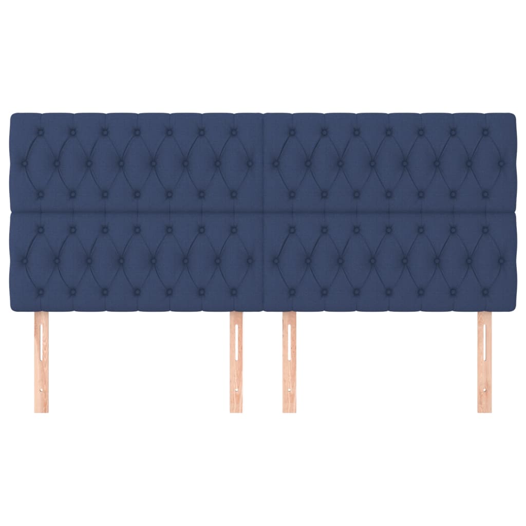 Čelo Postele 4 Ks Modré 90 X 7 X 78/88 Cm Textil Modrá