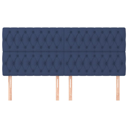 Čelo Postele 4 Ks Modré 90 X 7 X 78/88 Cm Textil Modrá