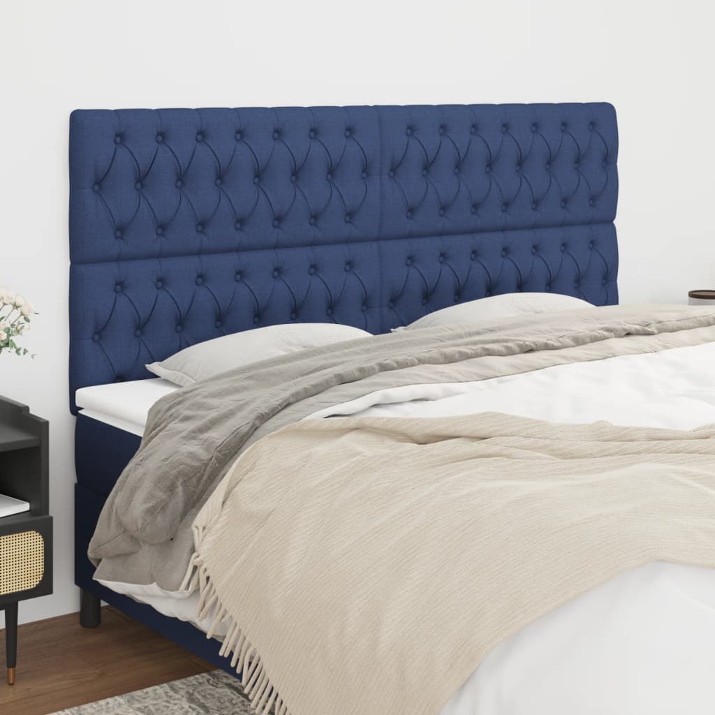 Čelo Postele 4 Ks Modré 90 X 7 X 78/88 Cm Textil Modrá