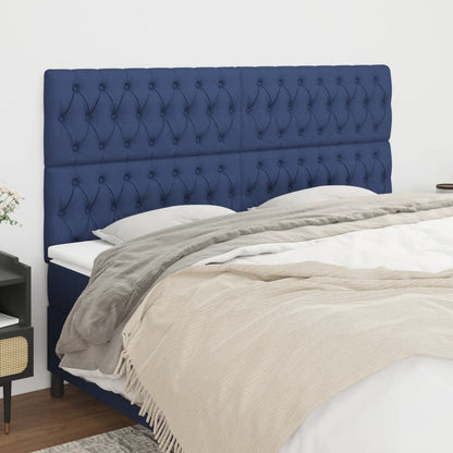 Čelo Postele 4 Ks Modré 90 X 7 X 78/88 Cm Textil Modrá