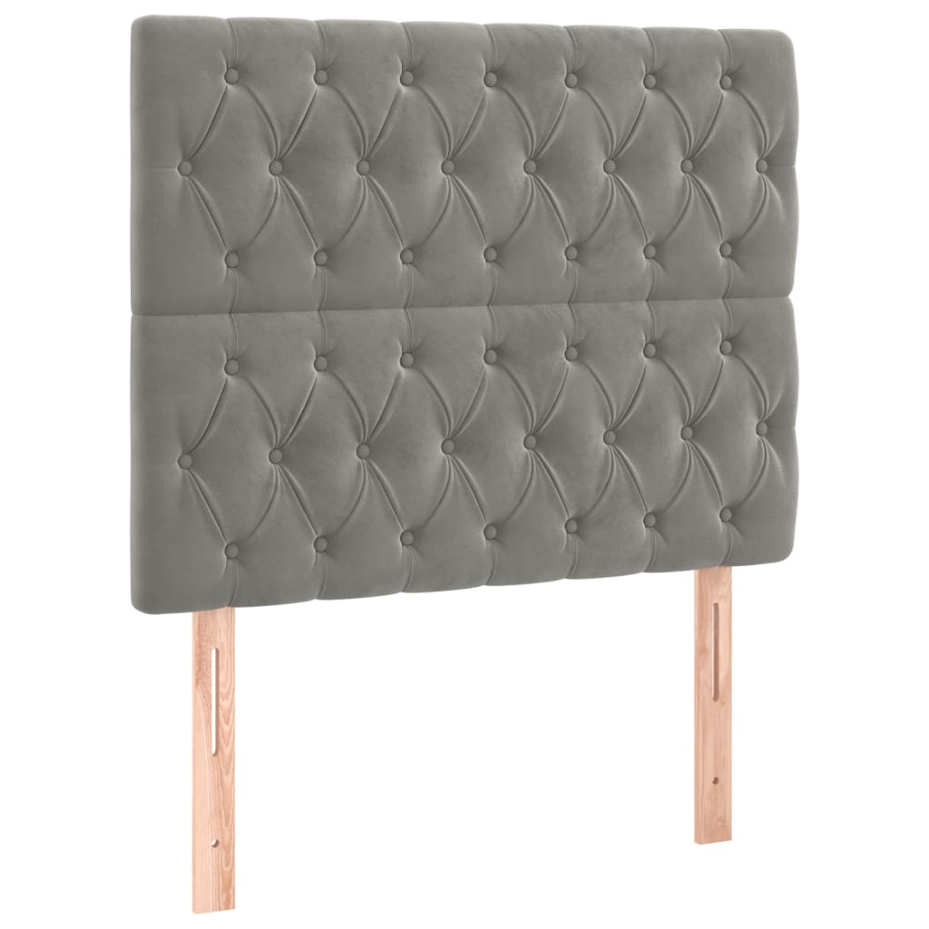 Čelo Postele 2 Ks Světle Šedé 100X7X78/88 Cm Samet Světle Šedá