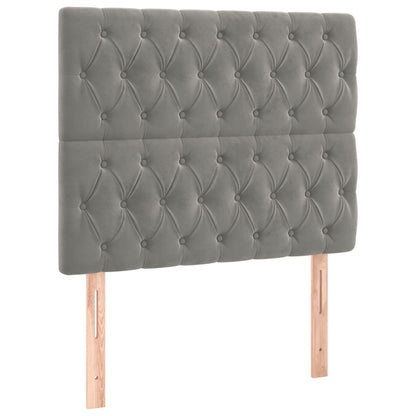 Čelo Postele 2 Ks Světle Šedé 100X7X78/88 Cm Samet Světle Šedá