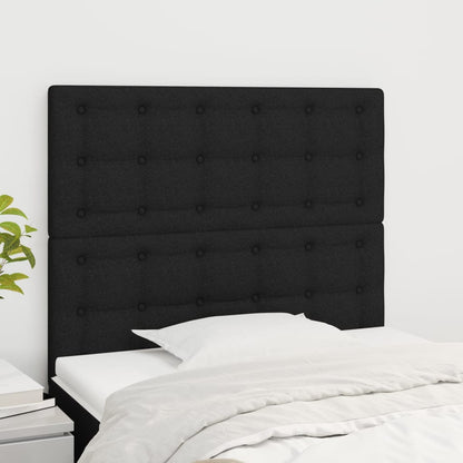 Čelo Postele 2 Ks Černé 90X5X78/88 Cm Textil Černá