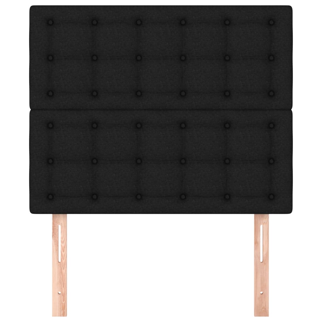 Čelo Postele 2 Ks Černé 90X5X78/88 Cm Textil Černá
