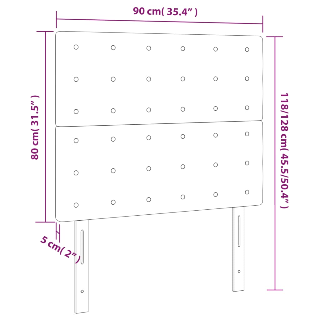 Čelo Postele 2 Ks Černé 90X5X78/88 Cm Textil Černá