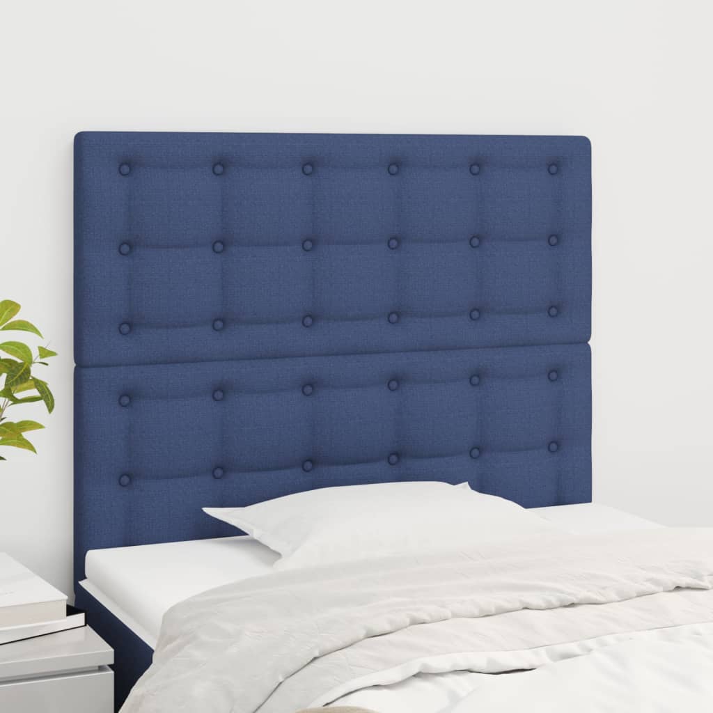 Čelo Postele 2 Ks Modré 80 X 5 X 78/88 Cm Textil Modrá
