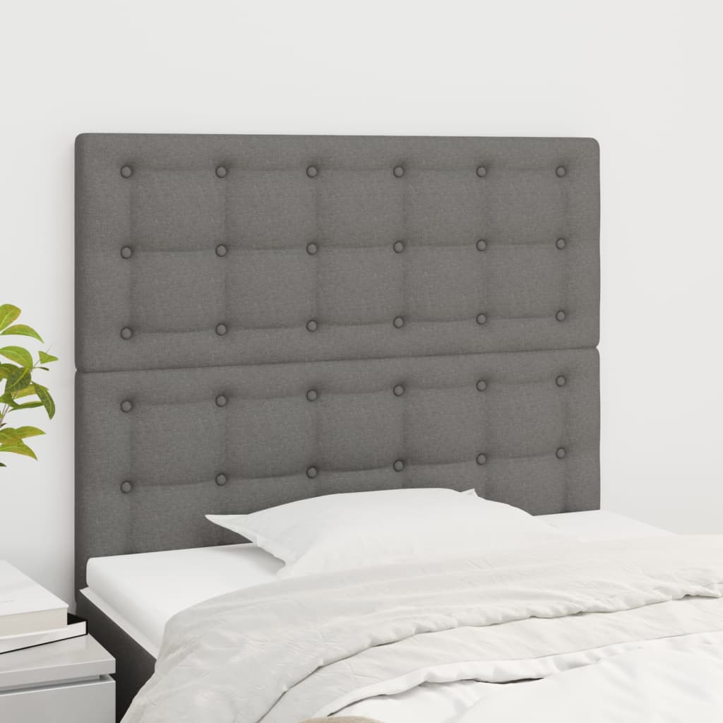 Čela Postele 4 Ks 72 X 5 X 78/88 Cm Textil Tmavě Šedá