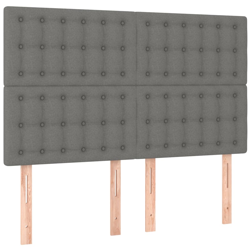 Čela Postele 4 Ks 72 X 5 X 78/88 Cm Textil Tmavě Šedá