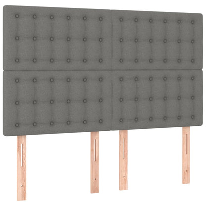 Čela Postele 4 Ks 72 X 5 X 78/88 Cm Textil Tmavě Šedá