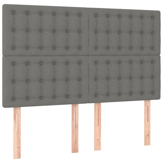 Čela Postele 4 Ks 72 X 5 X 78/88 Cm Textil Tmavě Šedá