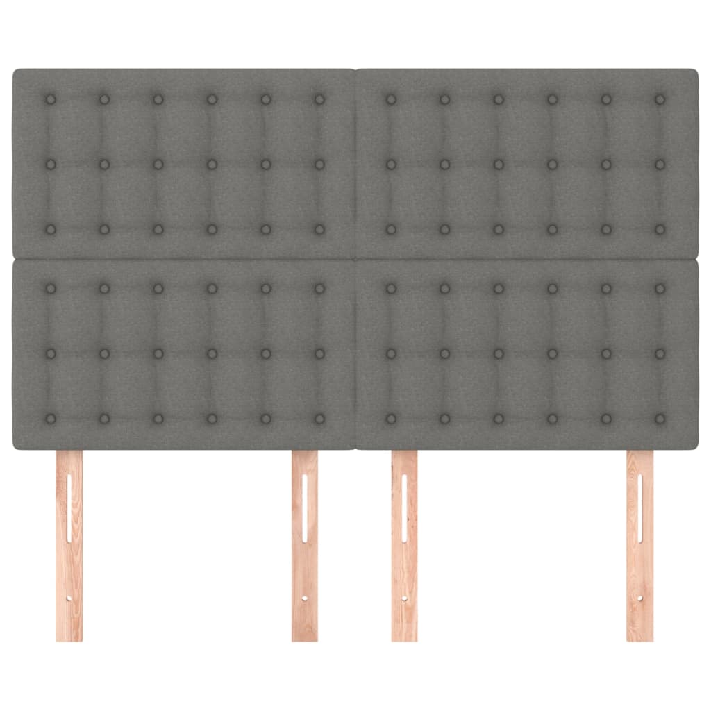 Čela Postele 4 Ks 72 X 5 X 78/88 Cm Textil Tmavě Šedá