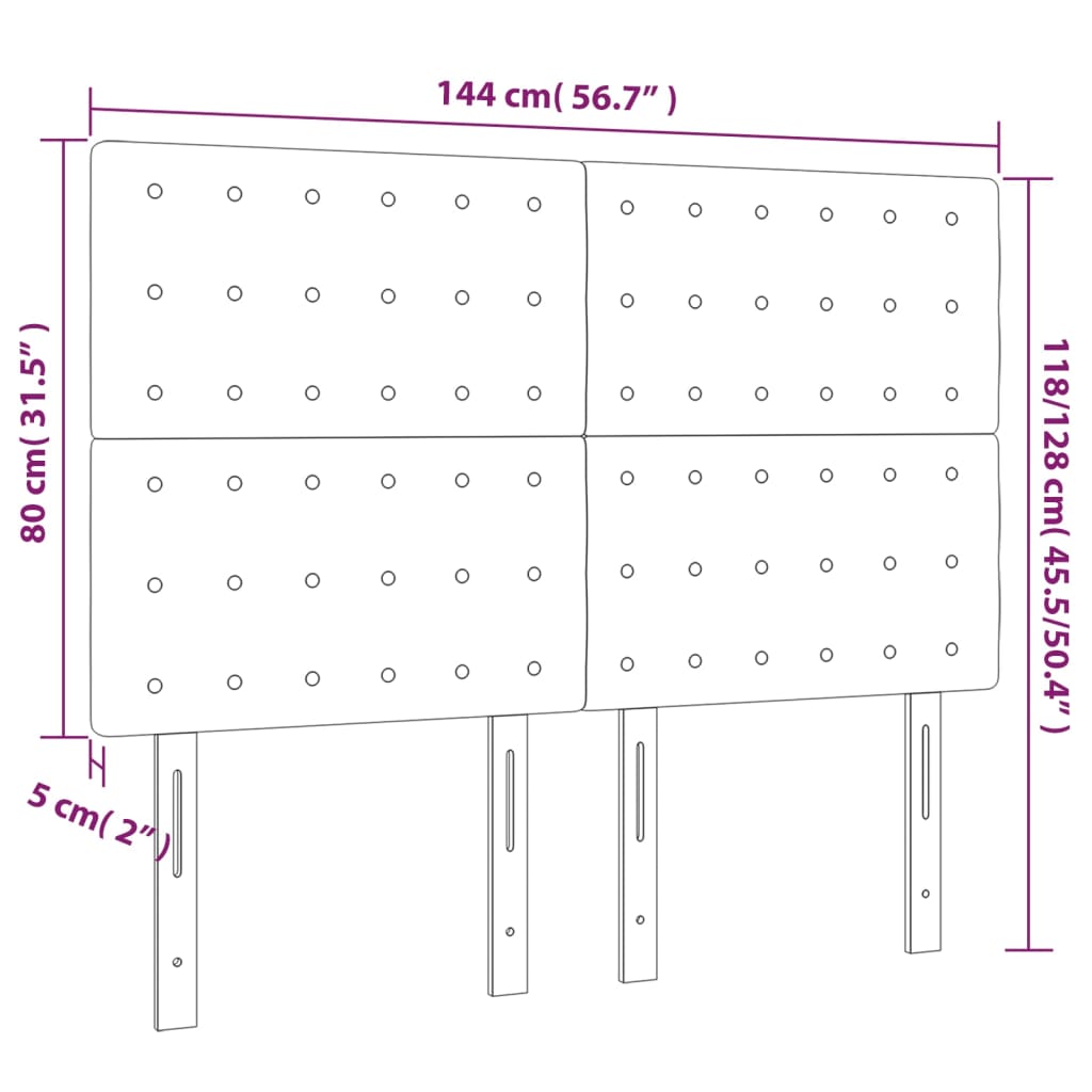 Čela Postele 4 Ks 72 X 5 X 78/88 Cm Textil Tmavě Šedá