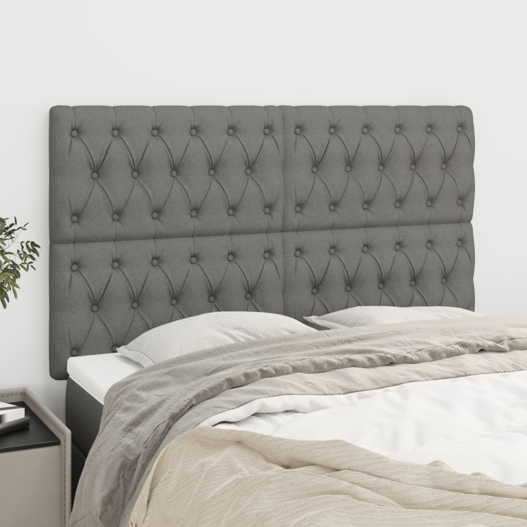 Čela Postele 4 Ks 72 X 5 X 78/88 Cm Textil Tmavě Šedá