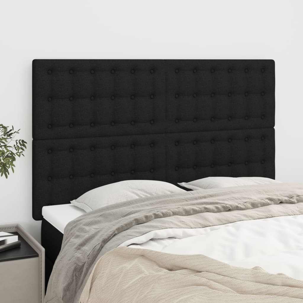 Čelo Postele 2 Ks Černé 90X5X78/88 Cm Textil Černá