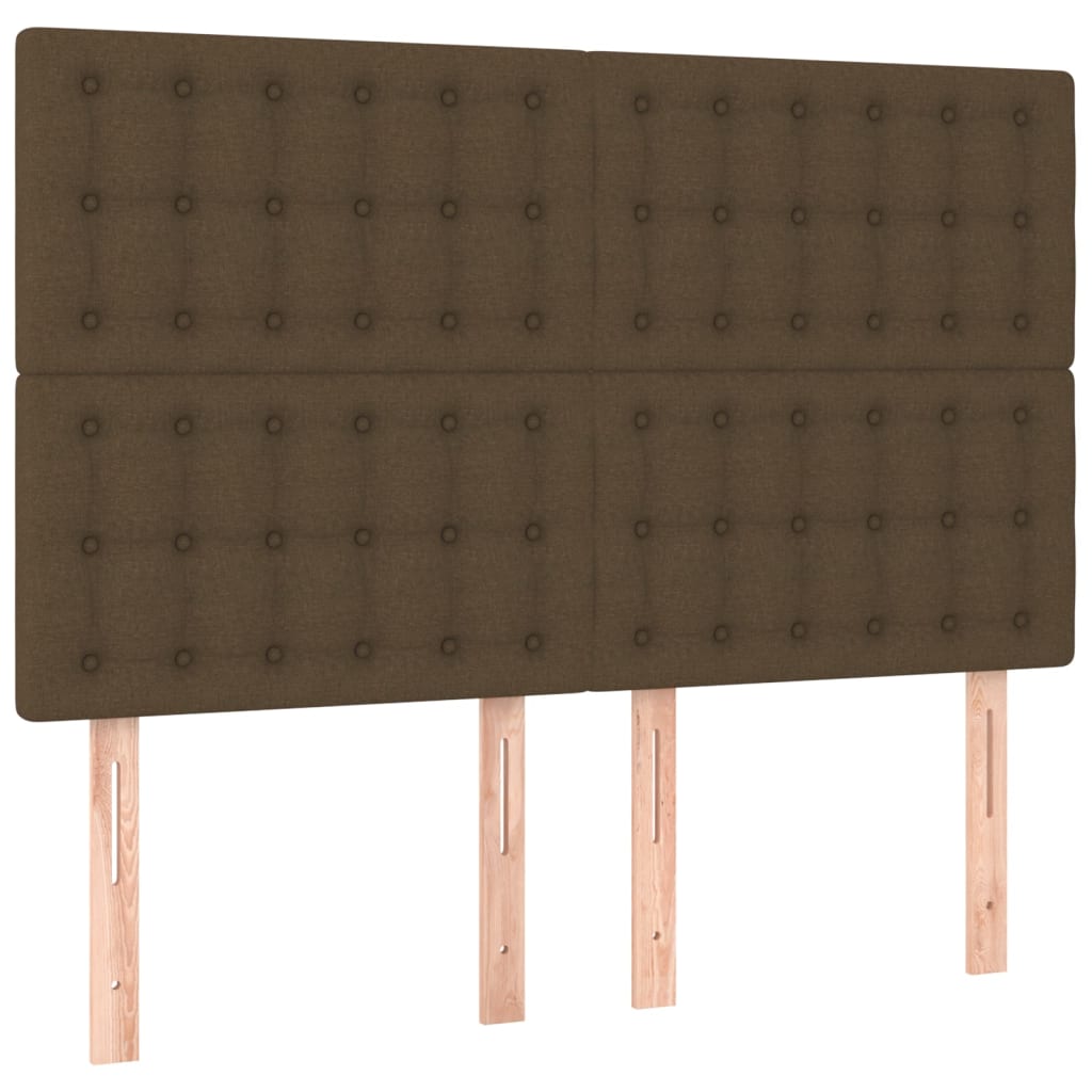 Čela Postele 4 Ks 72 X 5 X 78/88 Cm Textil Tmavě Hnědá