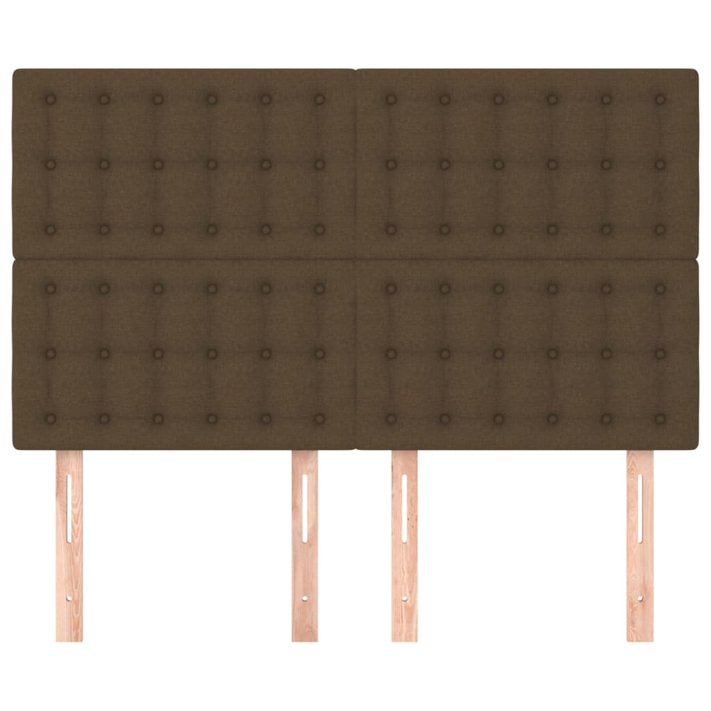 Čela Postele 4 Ks 72 X 5 X 78/88 Cm Textil Tmavě Hnědá