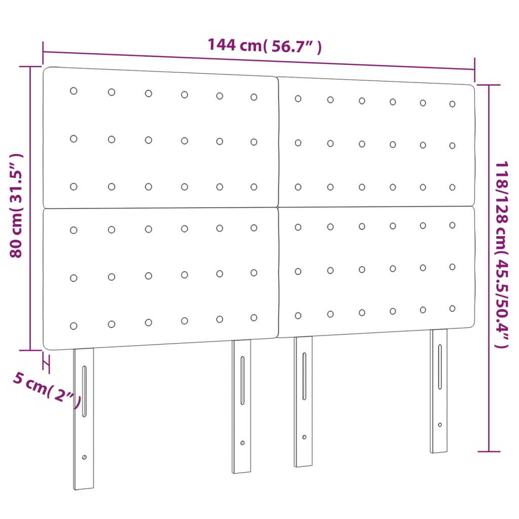 Čela Postele 4 Ks 72 X 5 X 78/88 Cm Textil Tmavě Hnědá