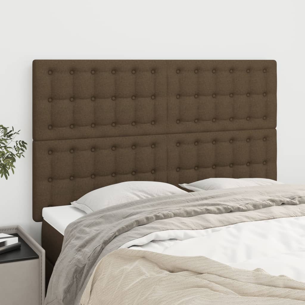 Čela Postele 4 Ks 72 X 5 X 78/88 Cm Textil Tmavě Hnědá