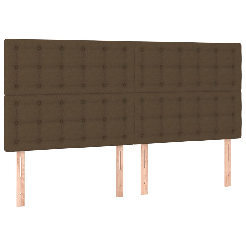 Čela Postele 4 Ks 72 X 5 X 78/88 Cm Textil Tmavě Hnědá