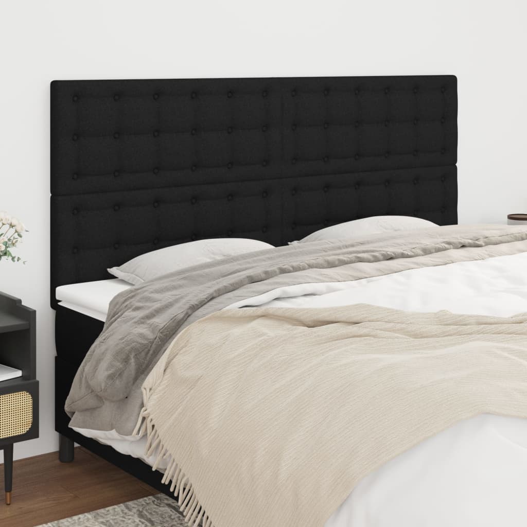 Čelo Postele 2 Ks Černé 90X5X78/88 Cm Textil Černá