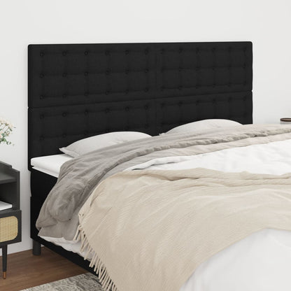 Čelo Postele 2 Ks Černé 90X5X78/88 Cm Textil Černá