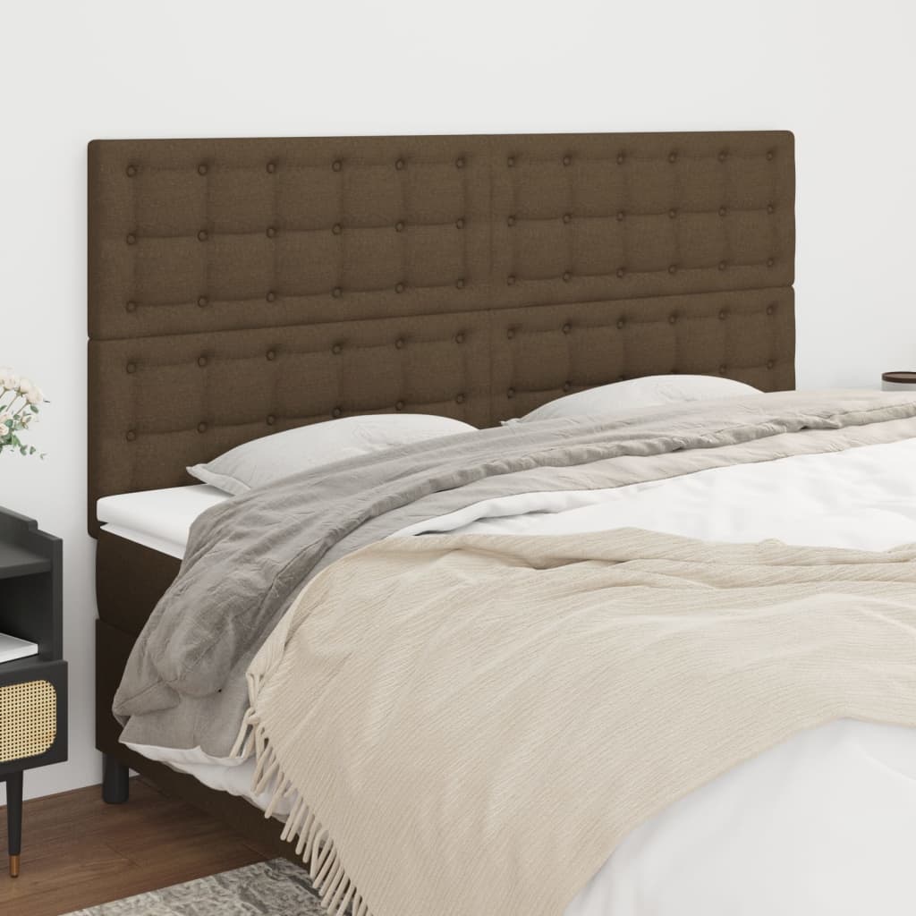 Čela Postele 4 Ks 72 X 5 X 78/88 Cm Textil Tmavě Hnědá