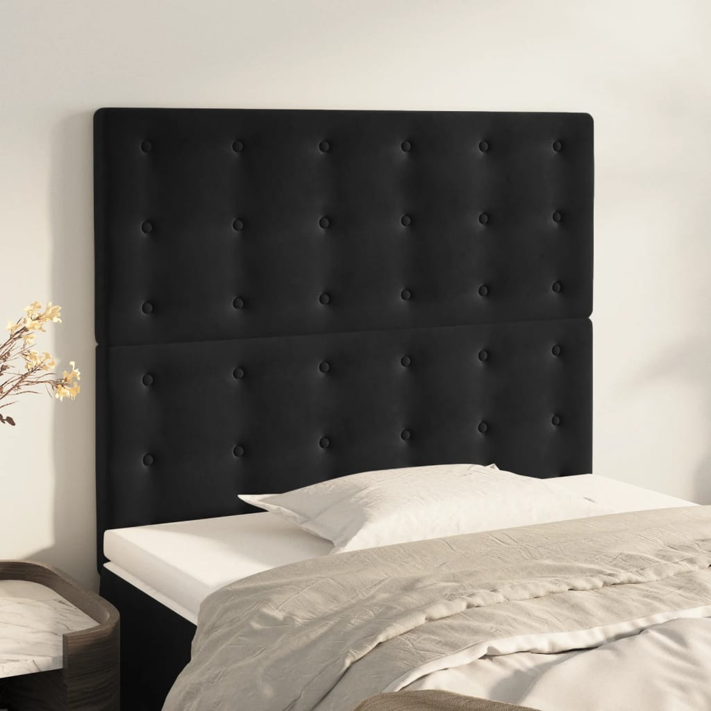 Čela Postele 4 Ks Černá 72 X 5 X 78/88 Cm Samet Černá