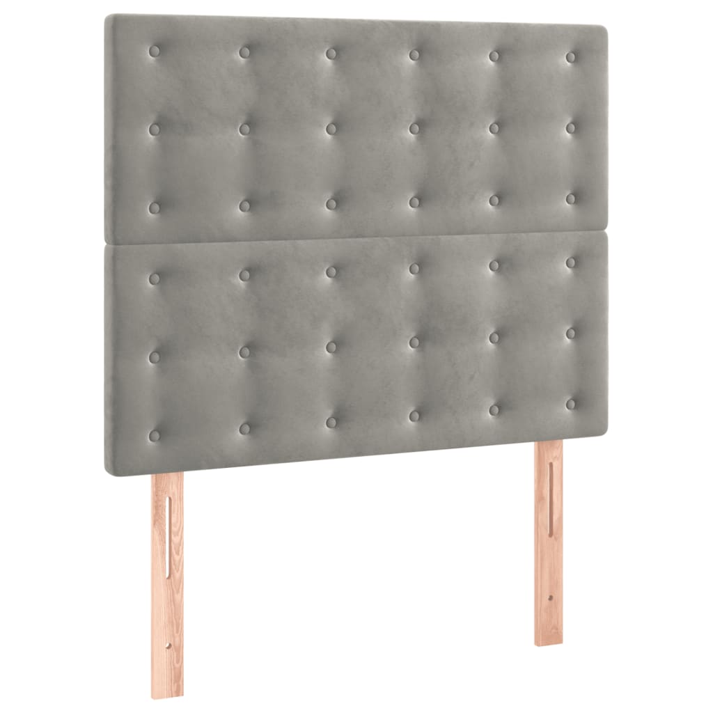 Čelo Postele 2 Ks Světle Šedé 90X5X78/88 Cm Samet Světle Šedá