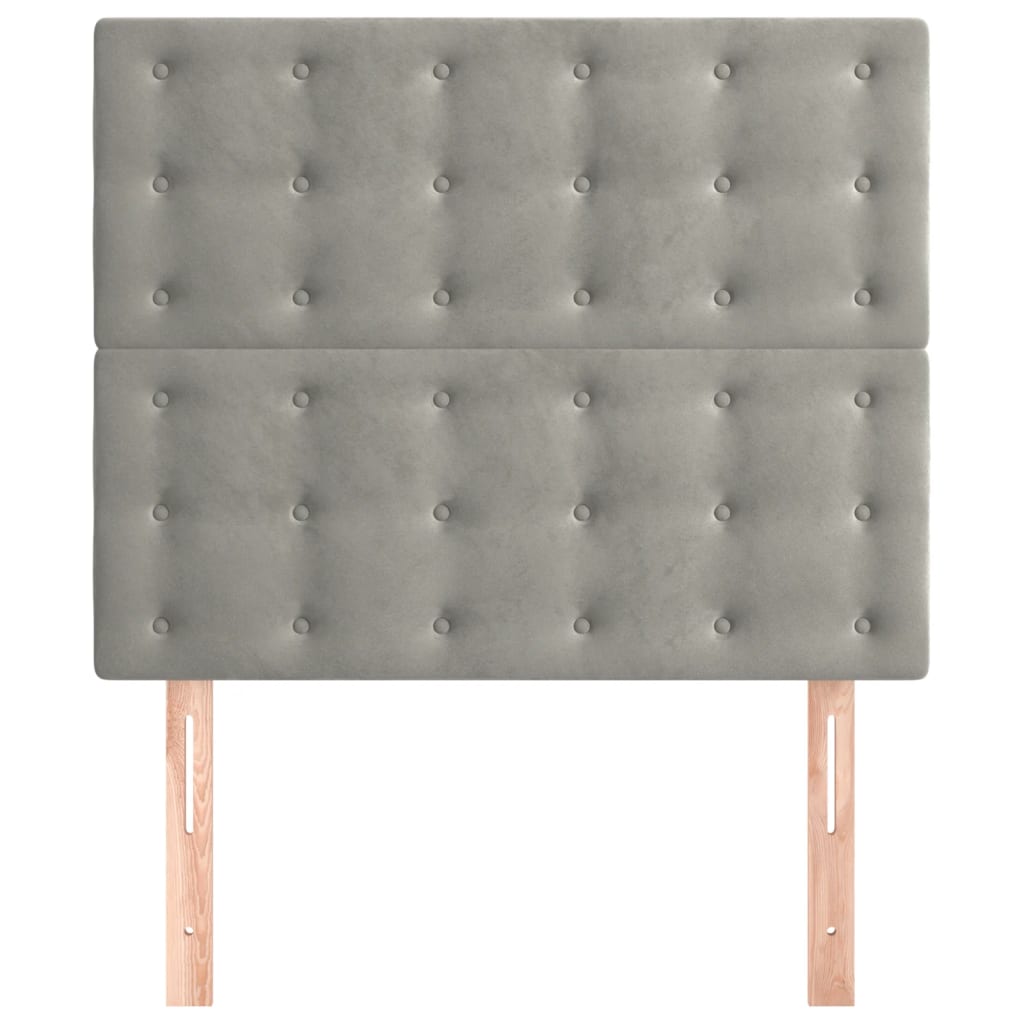 Čelo Postele 2 Ks Světle Šedé 90X5X78/88 Cm Samet Světle Šedá