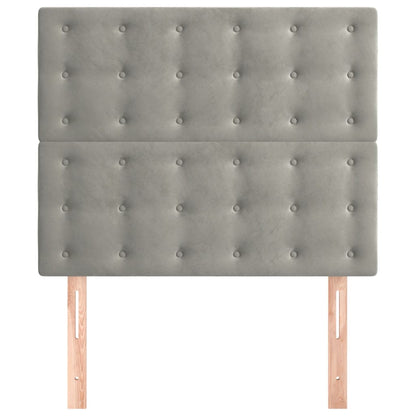 Čelo Postele 2 Ks Světle Šedé 90X5X78/88 Cm Samet Světle Šedá