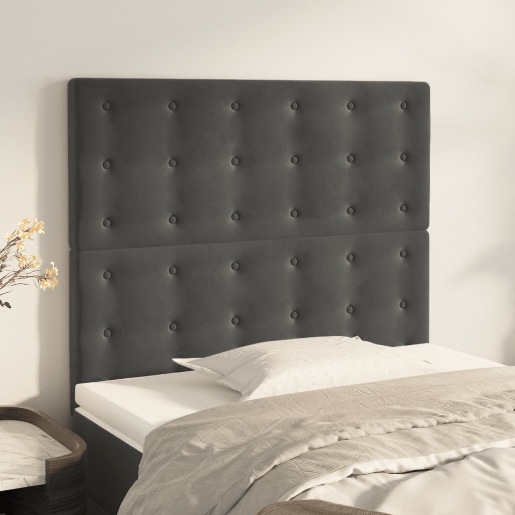 Čelo Postele 4 Ks Tmavě Šedé 80 X 5 X 78/88 Cm Samet Tmavě Šedá