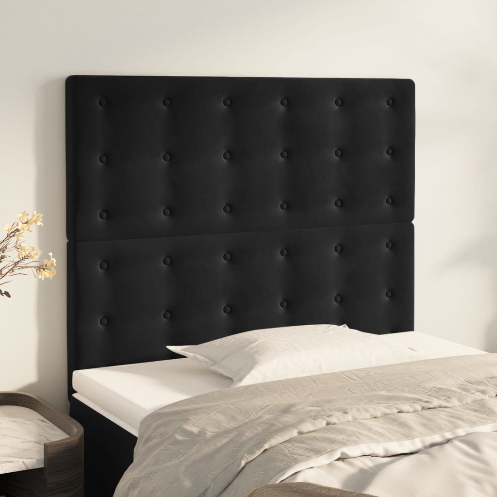 Čela Postele 4 Ks Černá 72 X 5 X 78/88 Cm Samet Černá