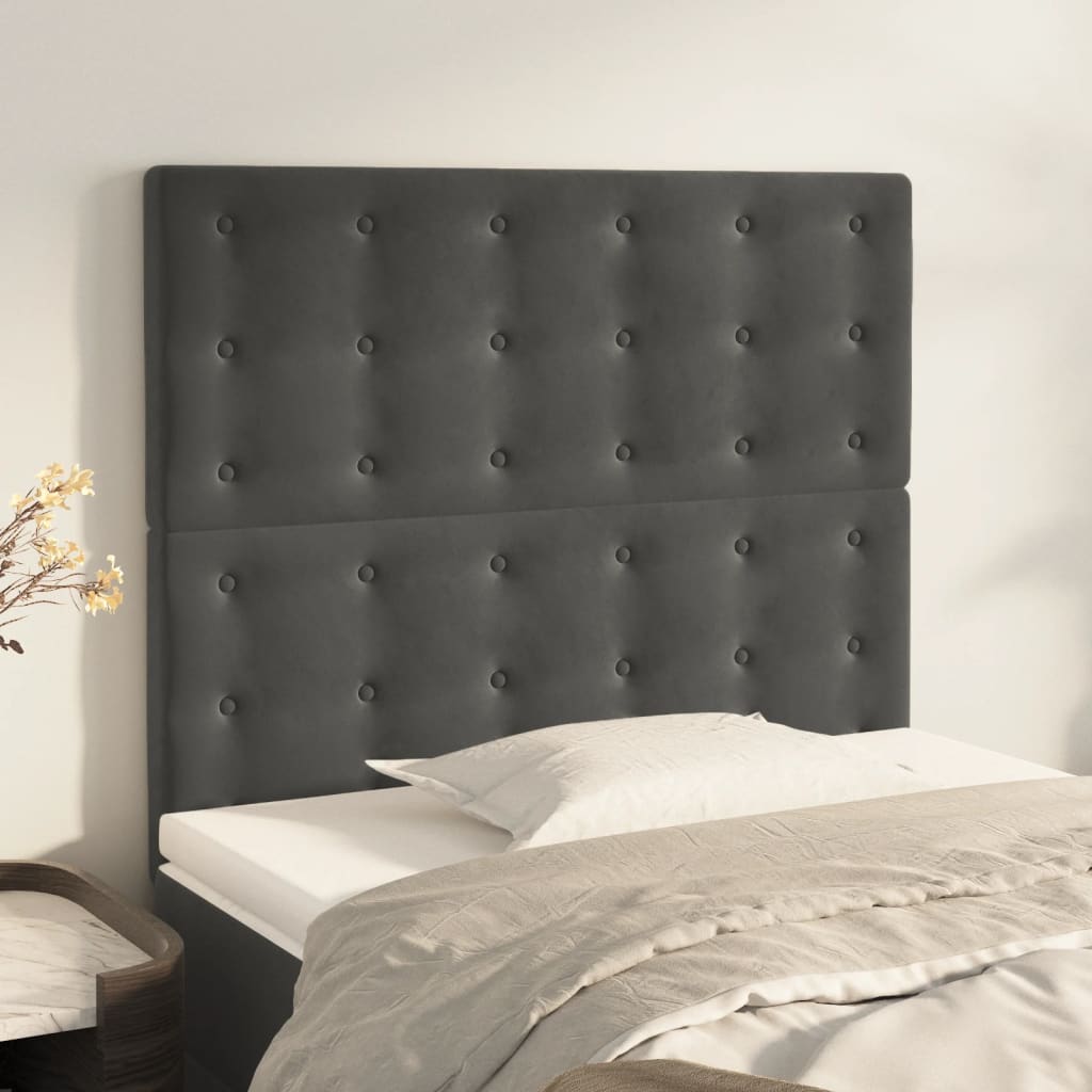 Čelo Postele 4 Ks Tmavě Šedé 80 X 5 X 78/88 Cm Samet Tmavě Šedá