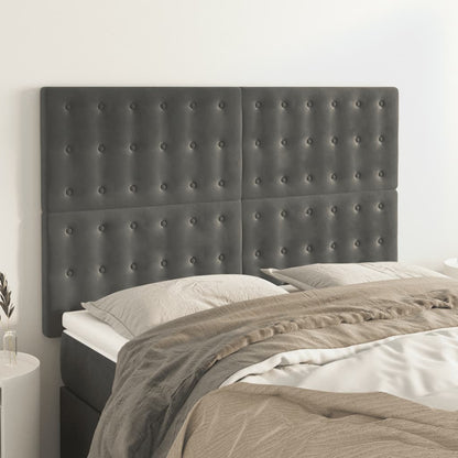 Čelo Postele 4 Ks Tmavě Šedé 80 X 5 X 78/88 Cm Samet Tmavě Šedá