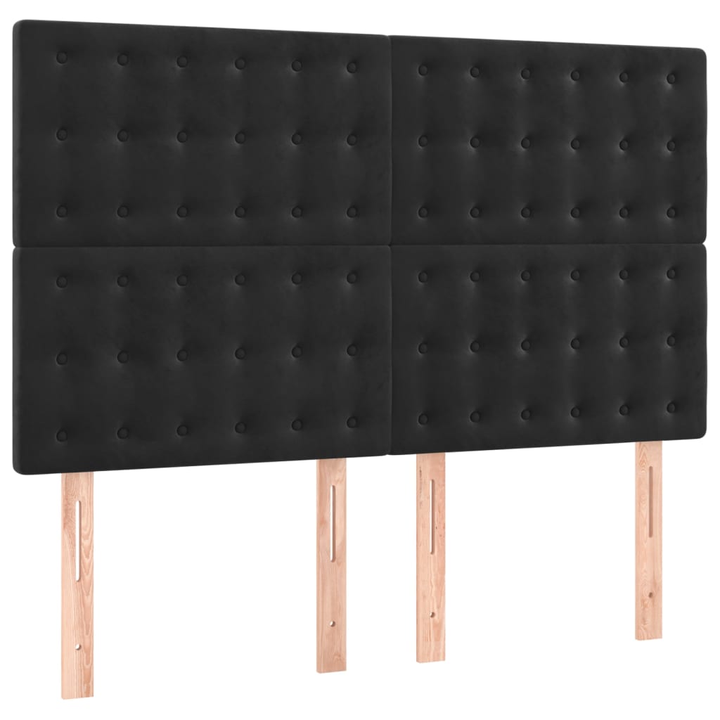 Čela Postele 4 Ks Černá 72 X 5 X 78/88 Cm Samet Černá