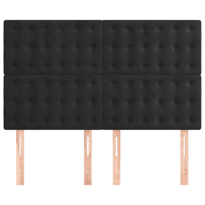 Čela Postele 4 Ks Černá 72 X 5 X 78/88 Cm Samet Černá