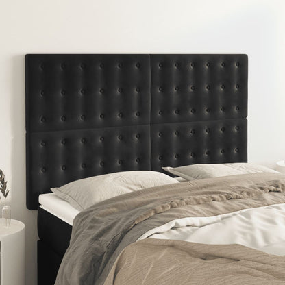 Čela Postele 4 Ks Černá 72 X 5 X 78/88 Cm Samet Černá