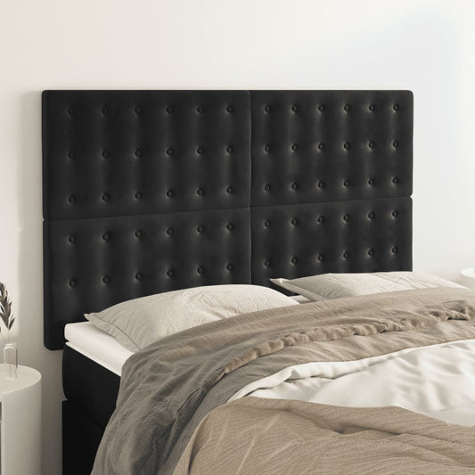 Čela Postele 4 Ks Černá 72 X 5 X 78/88 Cm Samet Černá