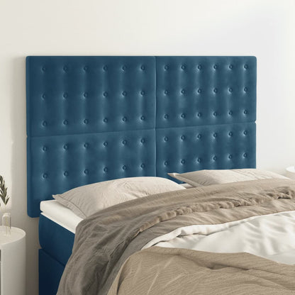 Čelo Postele 2 Ks Tmavě Modré 80 X 5 X 78/88 Cm Samet Tmavě Moddrá