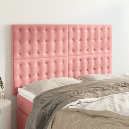 Čelo Postele 4 Ks Růžové 100X5X78/88 Cm Samet Růžová