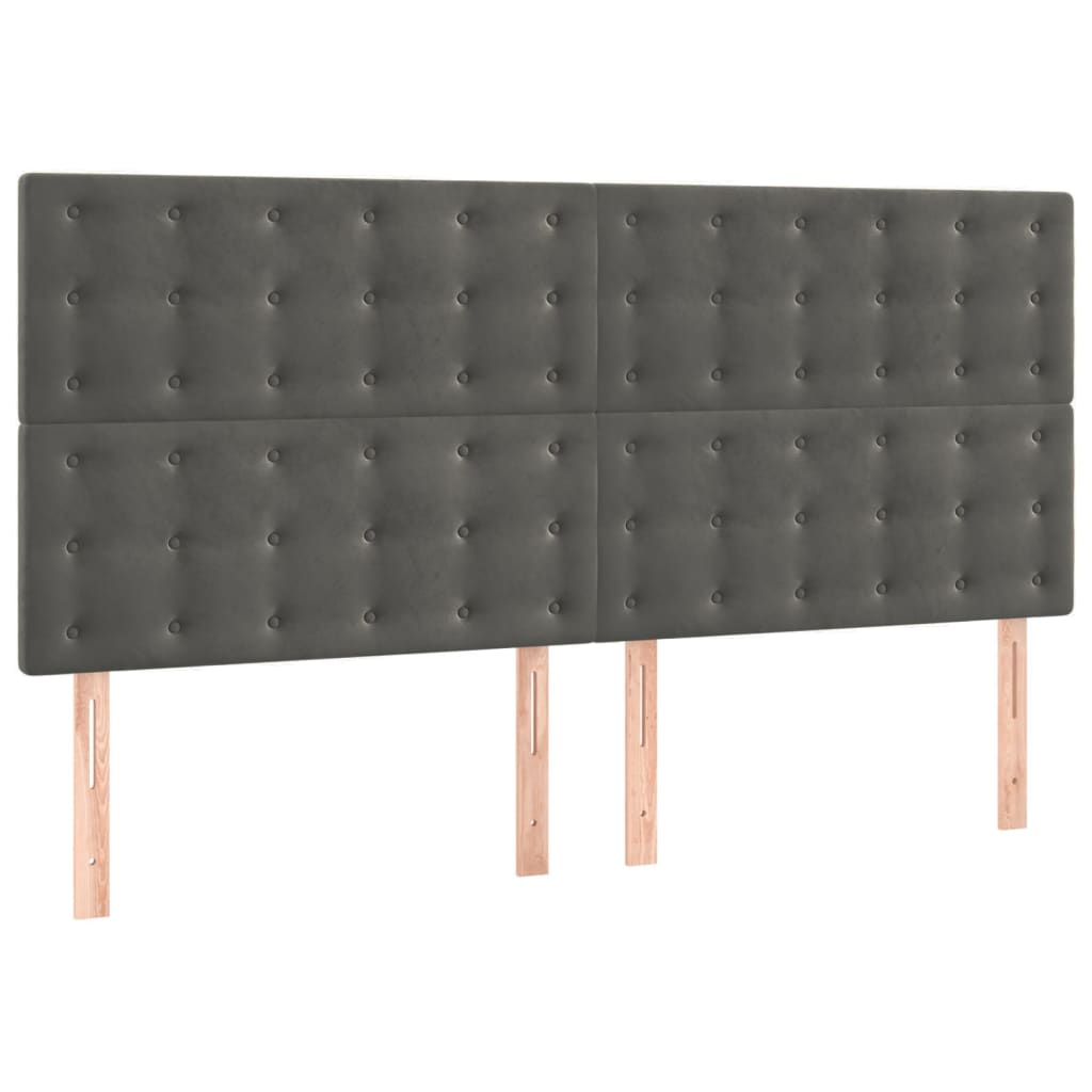 Čelo Postele 4 Ks Tmavě Šedé 80 X 5 X 78/88 Cm Samet Tmavě Šedá