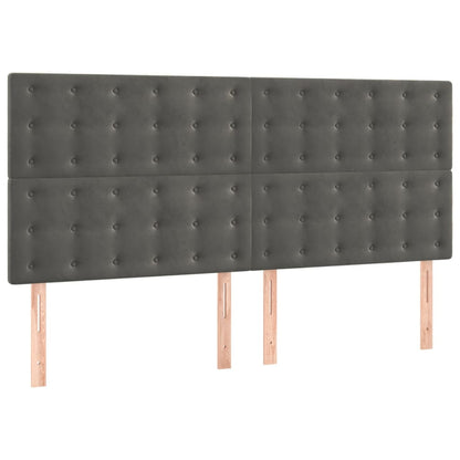 Čelo Postele 4 Ks Tmavě Šedé 80 X 5 X 78/88 Cm Samet Tmavě Šedá
