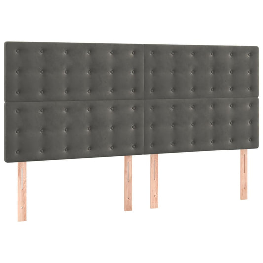 Čelo Postele 4 Ks Tmavě Šedé 80 X 5 X 78/88 Cm Samet Tmavě Šedá